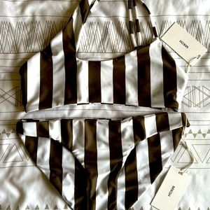 Mikoh Black and White Striped Bikini